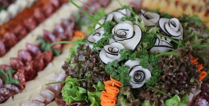 A long platter of Turkish mezes laid out for lunch near Ephesus